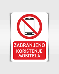 Obavijest o zabrani korištenja mobilnih uređaja u prostorima škole